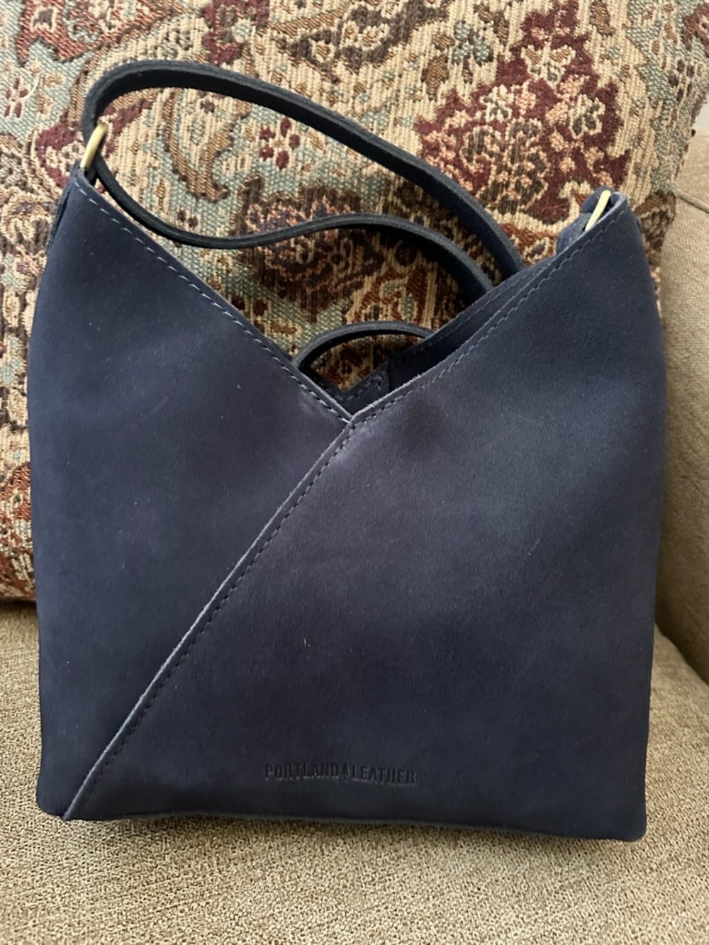 NWOT Portland Leather Goods Suede Alaska Blue Shoulder Bag - Small Naomi